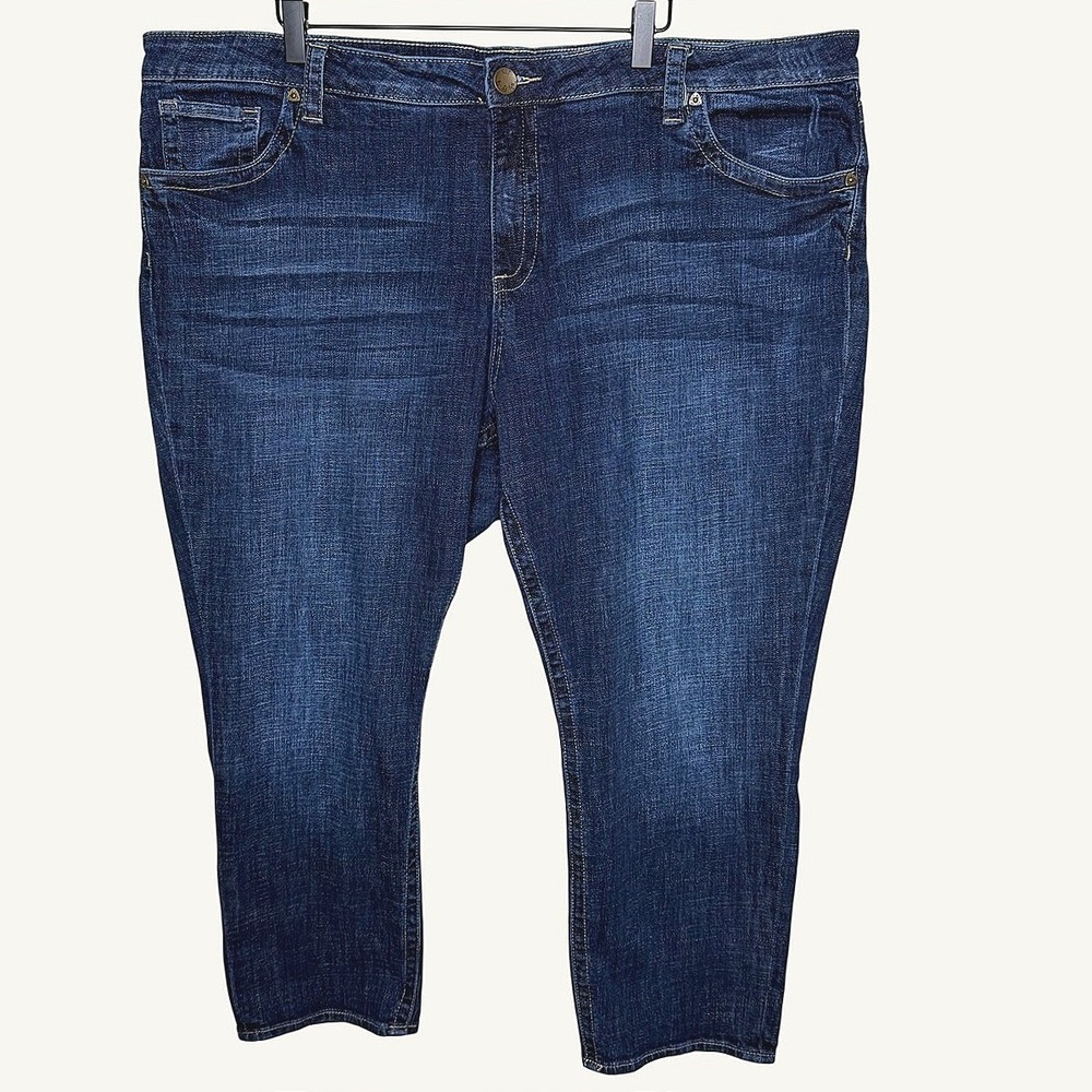 Kut from the Kloth Jeans 24W Plus Size Dark‎ Wash Straight Ankle Stretch Denim